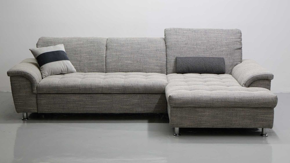 TPT Narożnik funkcja spania Szara tkanina kanapa rogówka sofa zagłówki