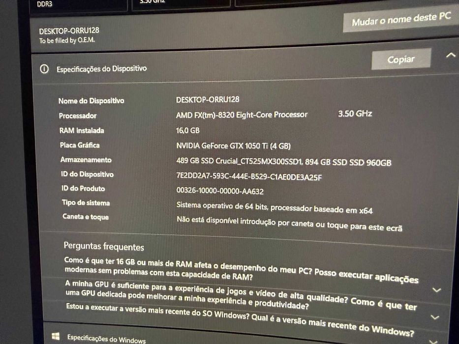 PC Gaming Completo | 16GB RAM + SSD 1.5TB + GTX 1050 Ti 4Gb | Caixa RGB Vidro