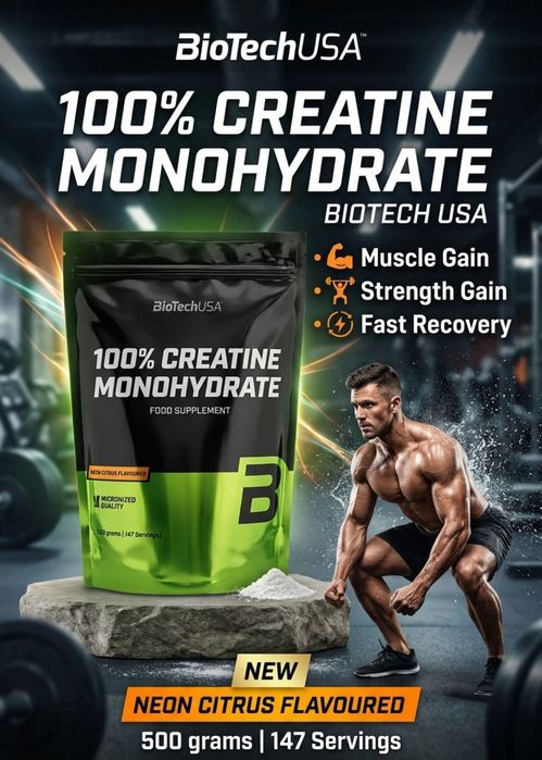 Креатин Моногідрат Biotech 500g. Neon citrus