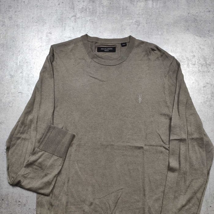 MĘSKI Elegancki PREMIUM Lekki Sweterek Sweter Oliwka AllSaints Haft Logo