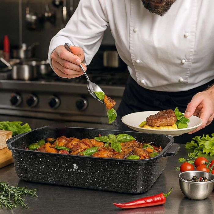 brytfanna garnek + łapki silikonowe marmurek aroma indukcja 32x23cm /