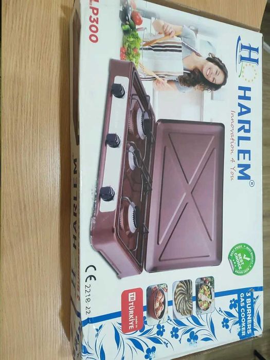 Настільна газова плита 3 конфорки таганок під балон