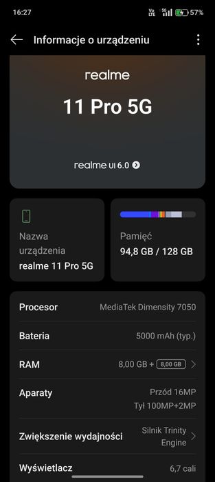 Realme 11 pro 5g  8/128