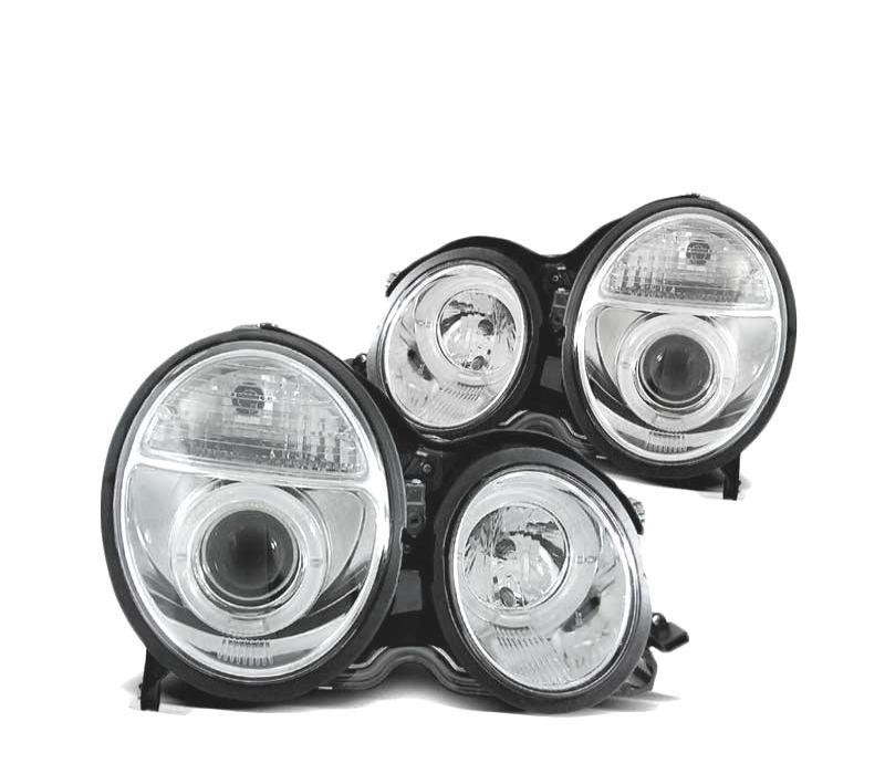 FARÓIS ANGEL EYES MERCEDES W210 99-02 CHROME CROMADO