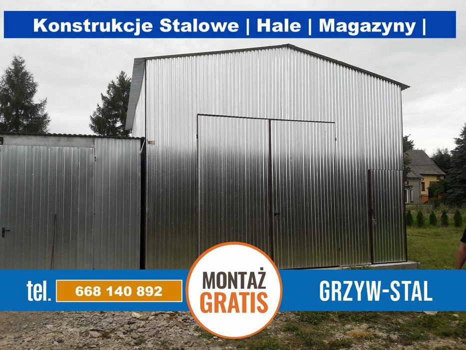 Duży Garaż Blaszany Grafit – Wiata – Hala – Magazyn  – GRZYWSTAL*