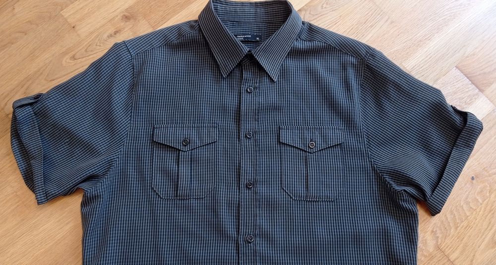 Cedarwood state szara koszula w kratkę, krótki rękaw, r. XL