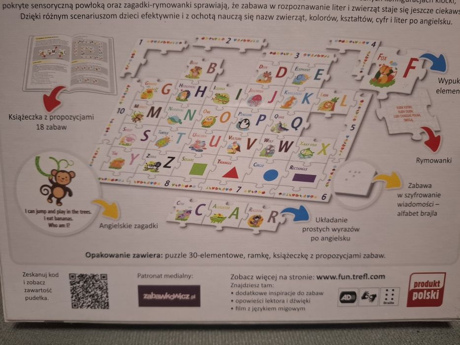 Gra Zoo Alfabet Trefl nauka angielskiego edukacyjna