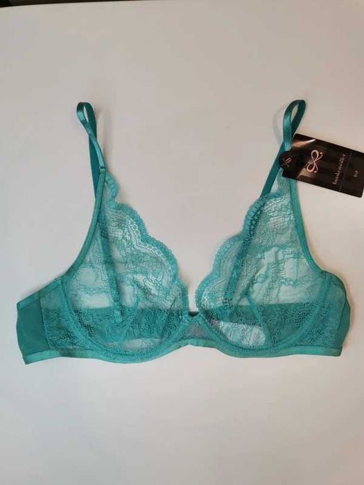 Koronkowy biustonosz Hunkemöller – miętowy , bez push-up, UK 38B / US 38B / FR 100B / SA 38B /EU85B