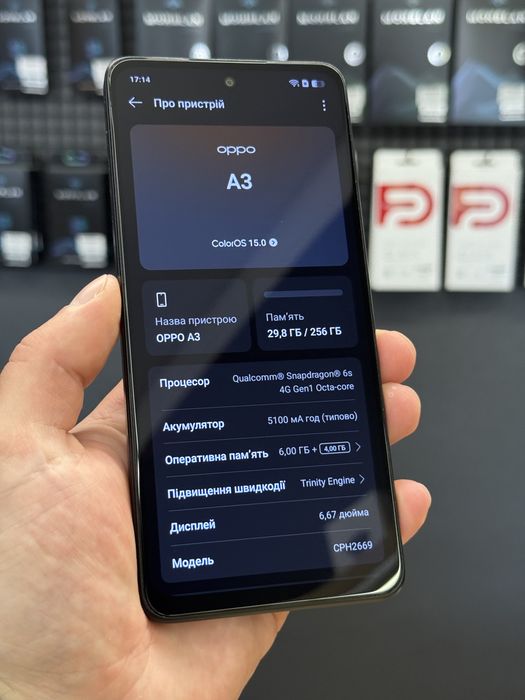 Офіційний OPPO A3 6/256Gb Sparkle Black Оплата частинами