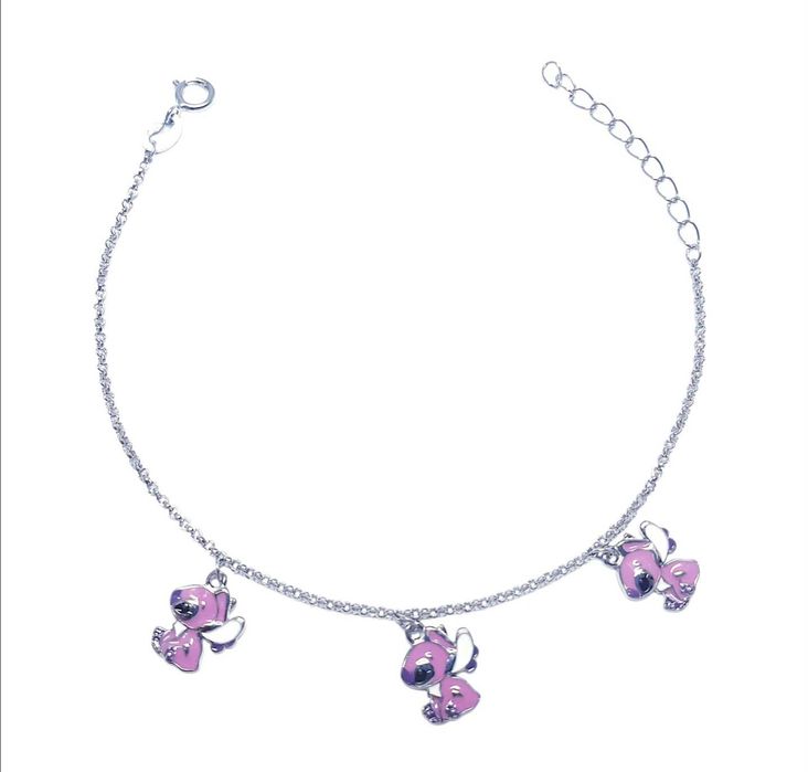 Bransoletka Srebrna 925 z Postacią STITCH Angel Emalia Dziecięca