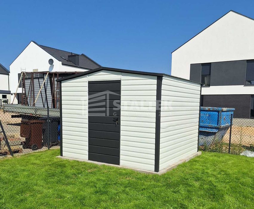 Schowek - Domek ogrodowy - 3x3m drzwi biały dach dwuspadowy ST187