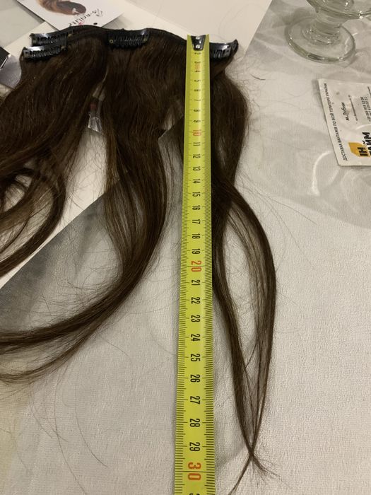 Трессы на заколках , натуральные , новые в упаковке , каштан