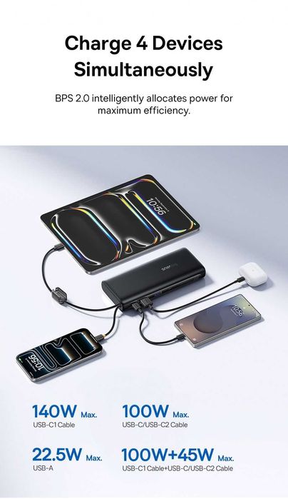 Повербанк Baseus 25000 мАч 145 Вт для ноутбукаа