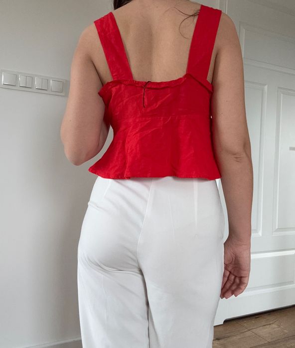 Zara czerwony topik boho romantyczny