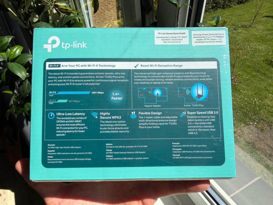 Karta sieciowa TP-Link Archer TX20U Plus AC1800, WiFi 6, WPA3, USB