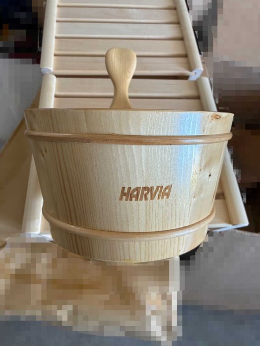 Conjunto de Sauna / Banho Turco: Balde + Colher + Apoio de Cabeça/Pés - 6 pcs - 230€