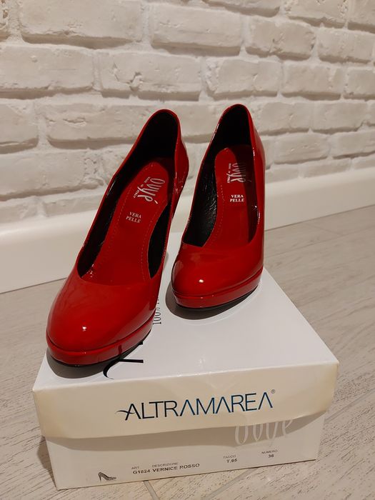 Buty OVYE CZÓŁENKA czerwone szpilki rozm.36