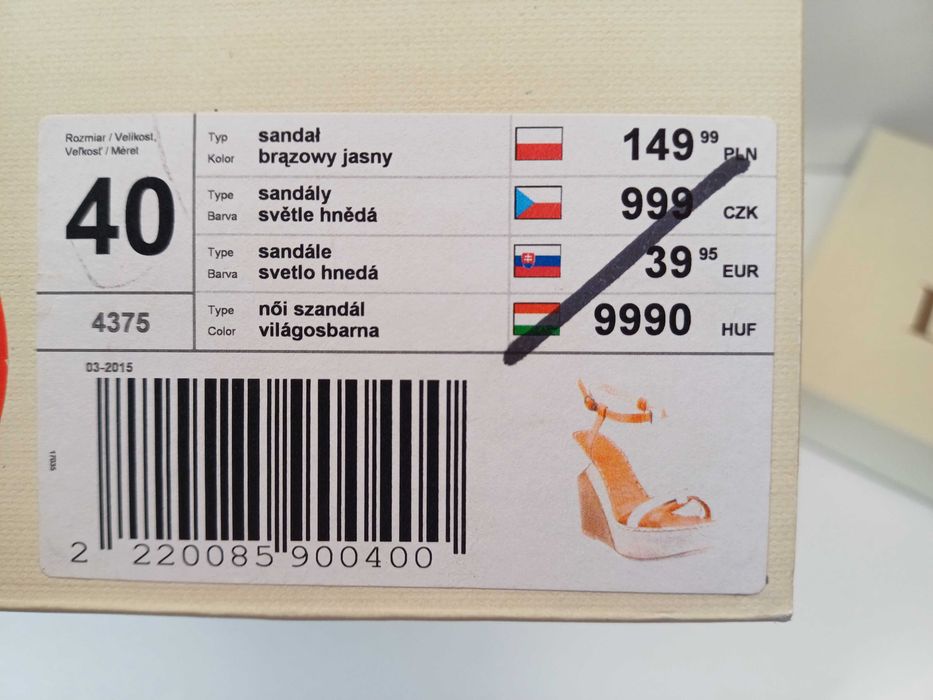 LASOCKI sandały klapki r. 39-40 skóra _ koturn platforma słupek