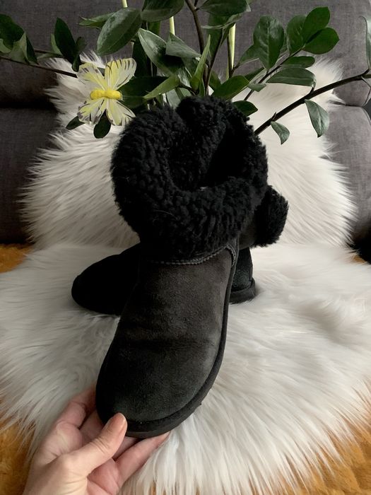 UGG 37 czarne śnisgowce skóra zamsz