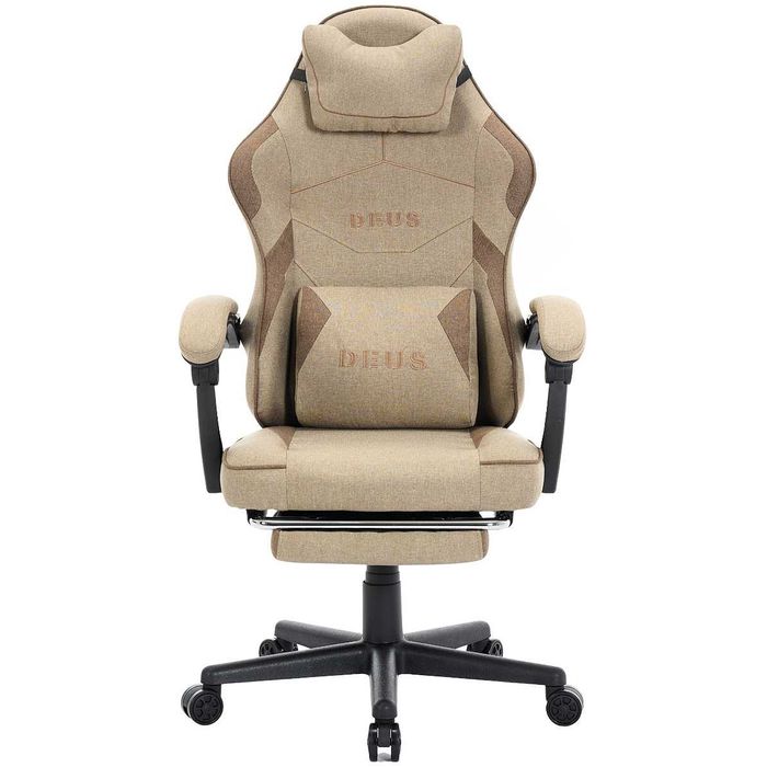 Fotel gamingowy DEUS EDGE Beige – Idealny do pracy i gier Ciche kółka