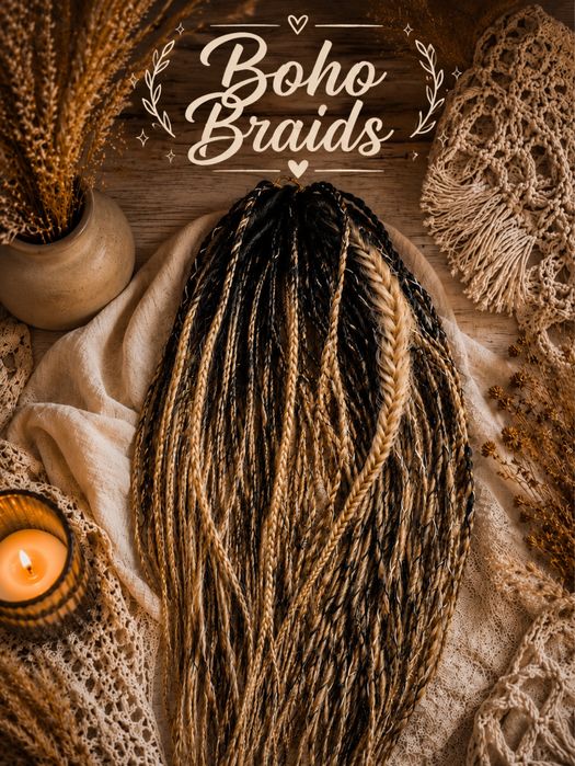 Handmade Ombre Boho Braids - zestaw 60  sztuk | 65 cm