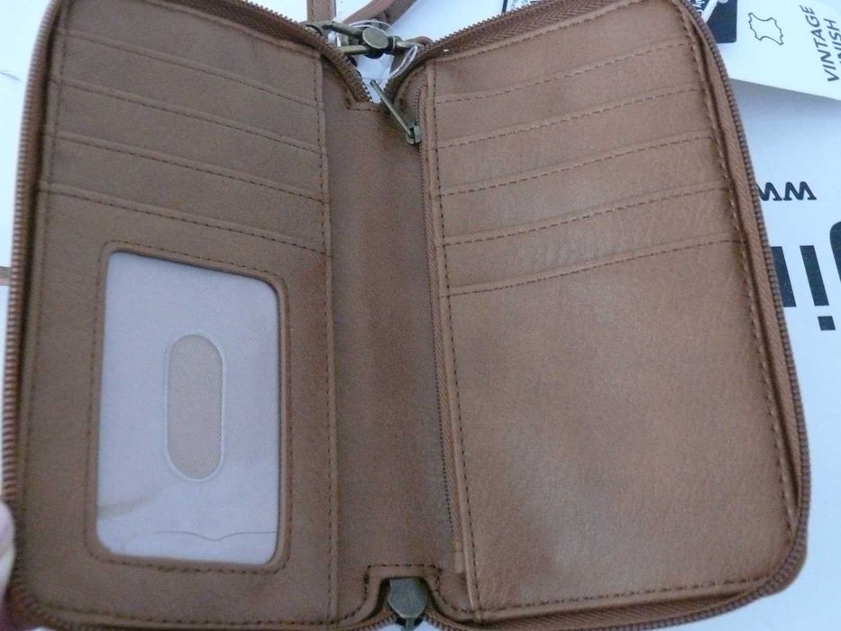 Nowy portfel damski i saszetka na smartfona skóra 100%
