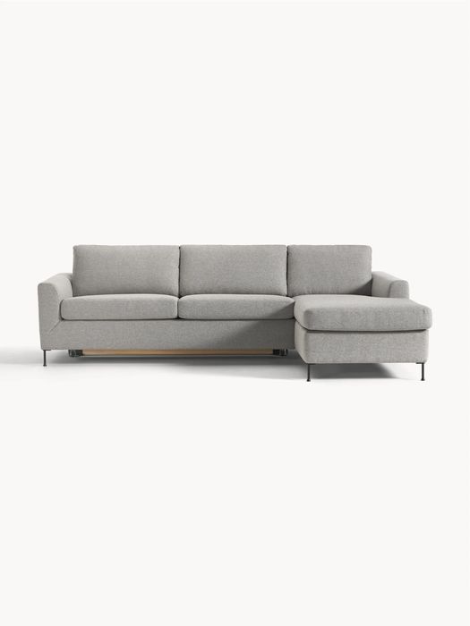 Kanapa z materacem rozkładana szezląg westwing 3 osobowa rozkładana szara materialowa loftowa desing ikea prawostronna sofa cucita 274 x 164 cm