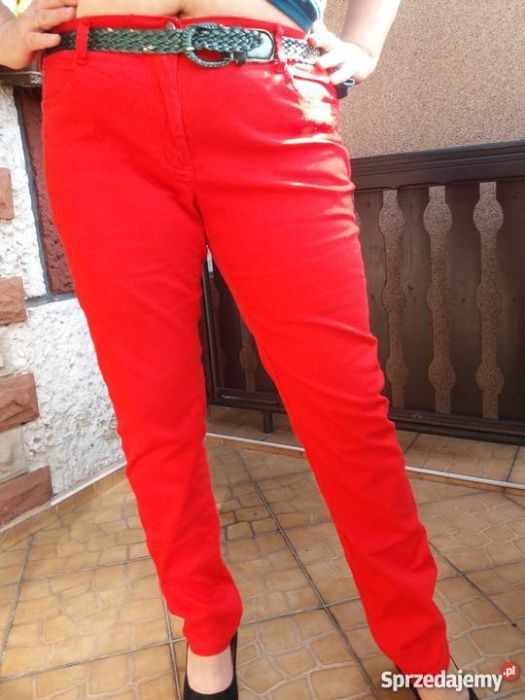spodnie jeansowe czerwone r 48 z domieszką Lycry