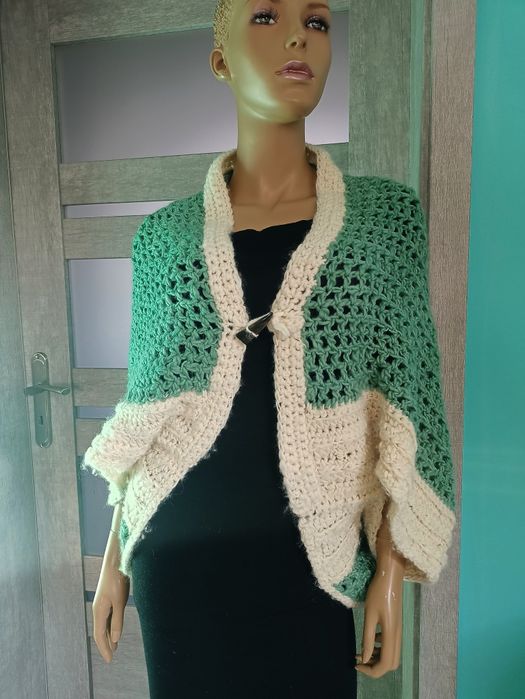 Ponczo Hand Made kimono narzutka rękodzieło Boho retro Etno kamizelka