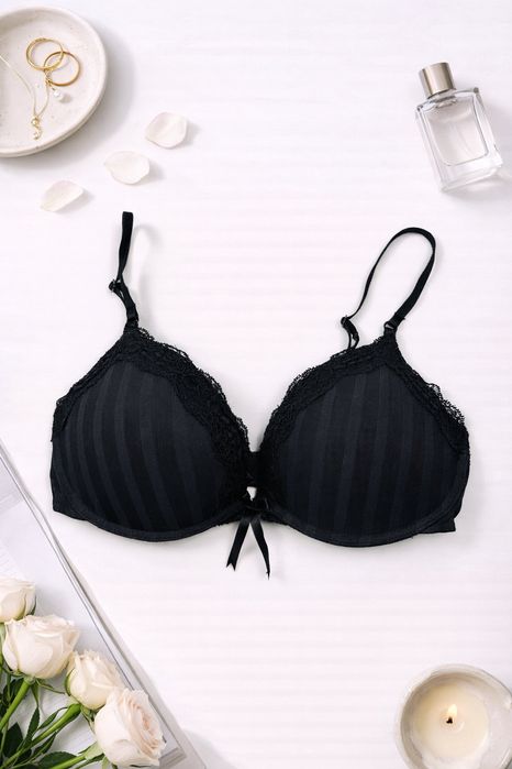 Biustonosz push-up 70D czarny
