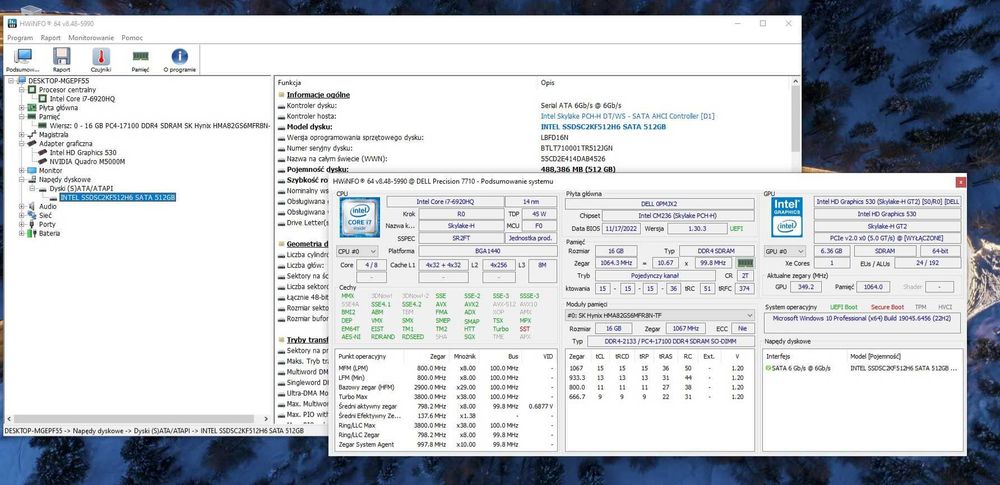 Dell Precision 7710 17,3"  i7 16GB SSD 512GB Quadro M5000M