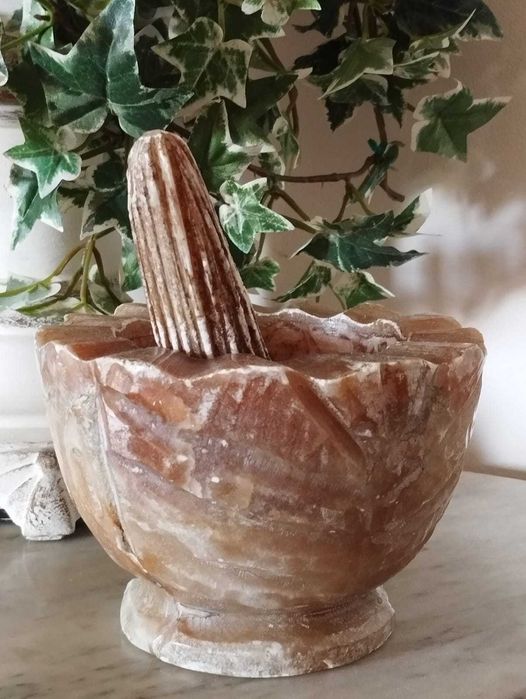 Almofariz e Pilão Alabastro Farmácia Chinês