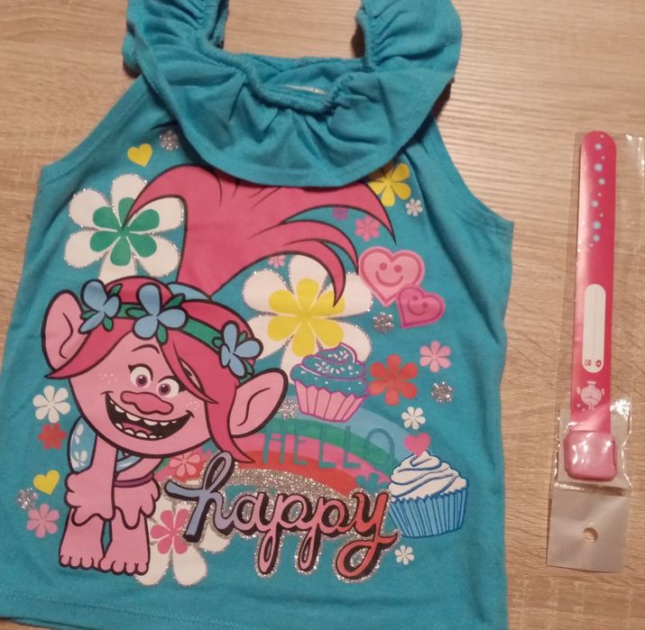 zestaw dla dziewczynki bluzka tunika + identyfikator opaska na rękę