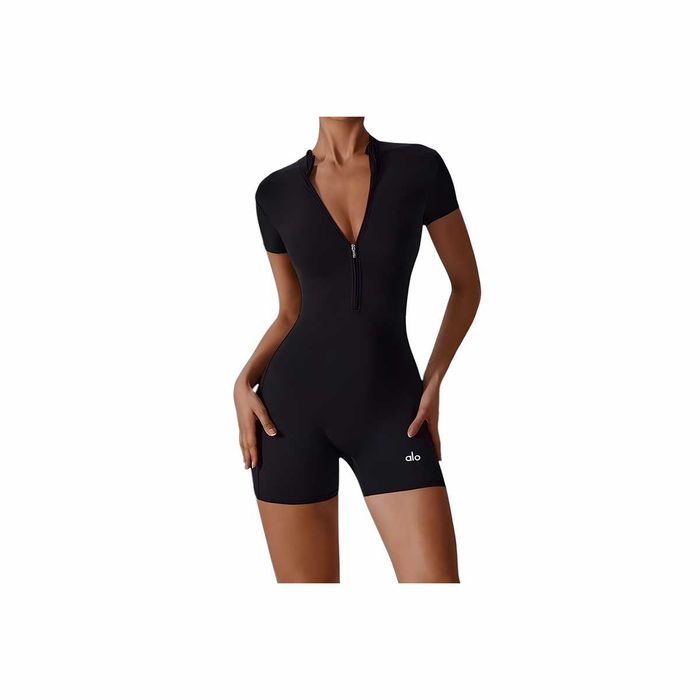 Комбінезон спортивний Alo Yoga Fitness Short Sleeve Short Jumpsuit Bla