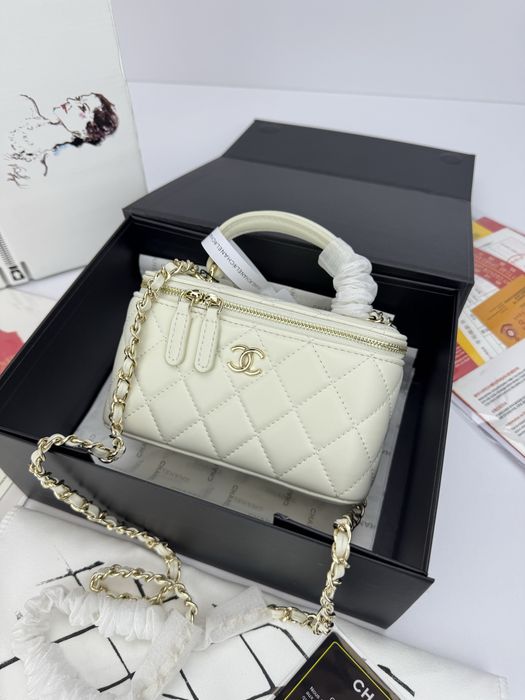 Сумка Chanel Vanity молочна, шоколадна з ручкою