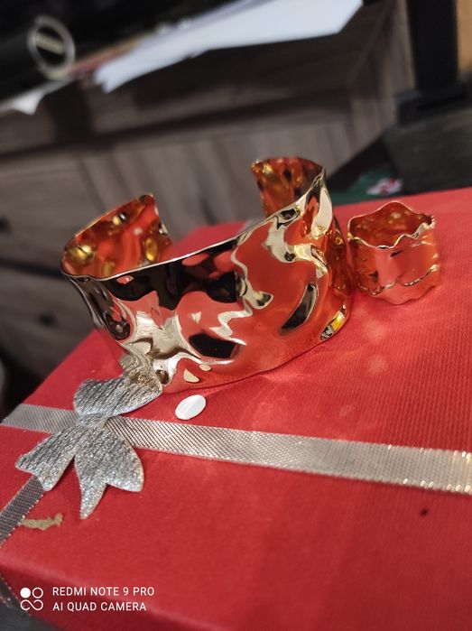 Nowy Zestaw biżuterii bransoletka z pierścionkiem