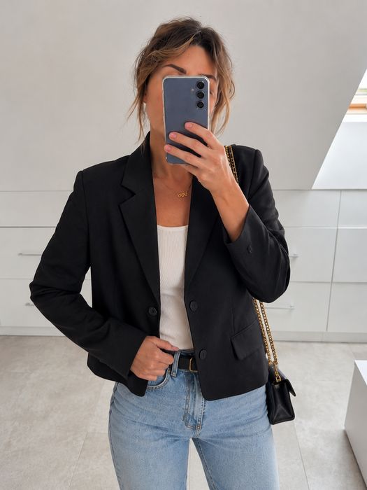 Czarna elegancka marynarka blazer klasyczna L/40