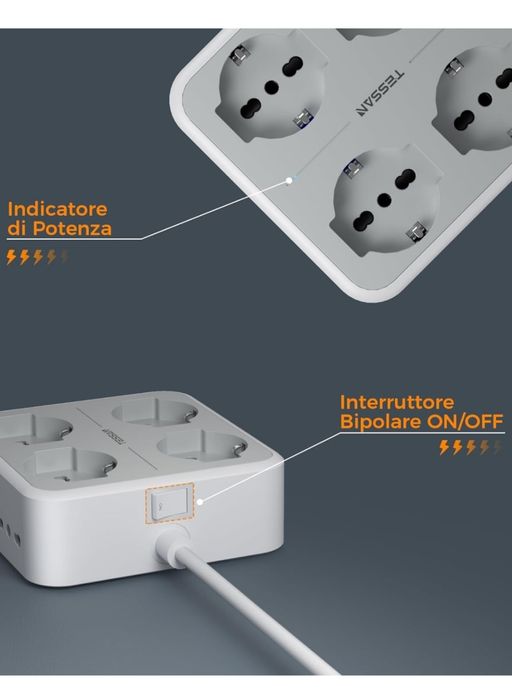 TESSAN Listwa zasilająca z USB
Listwa zasilająca 11 w 1: wyposażona w