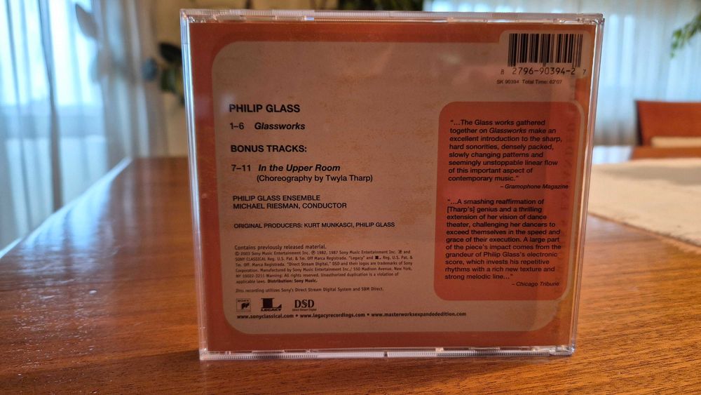 Vendo CD de música "Glassworks" (Edição Aumentada), do genial PHILIP GLASS !