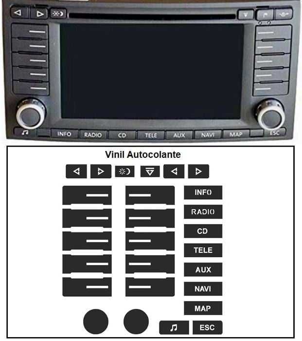Kit Vinil Reparação Botões Interior Renault / VW Golf / Touareg