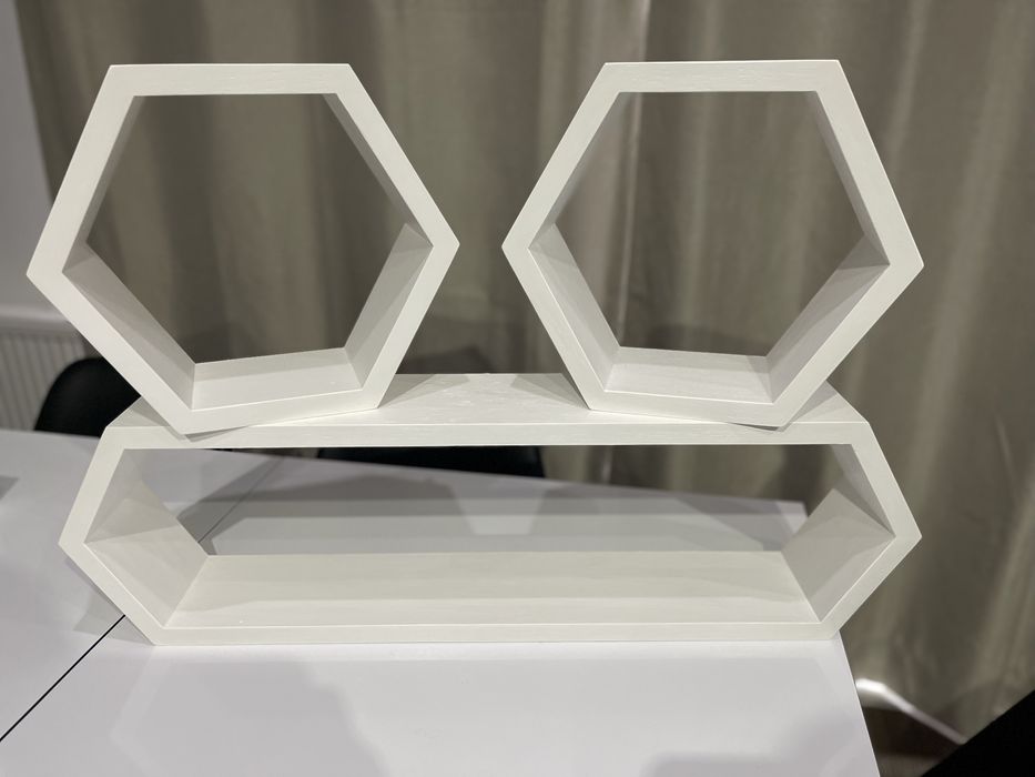 Półki heksagon 3 szt lite drewno dąb