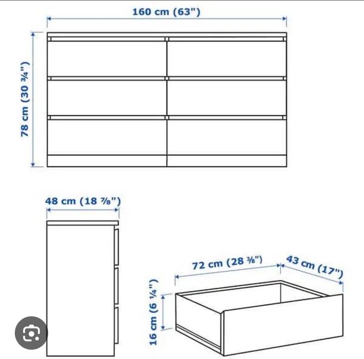Vendo comoda malm de 6 gavetas