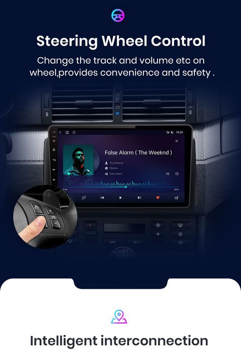 Rádio 9" Mercedes W203 Android Auto CARPLAY WIFI GPS 2/32GB 8CORE Novo