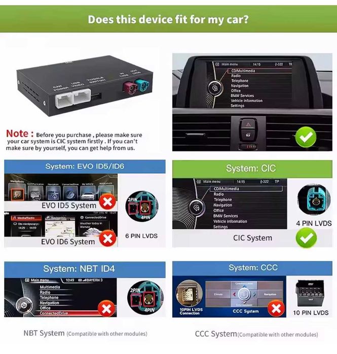 Carplay sem fio android para BMW - CIC