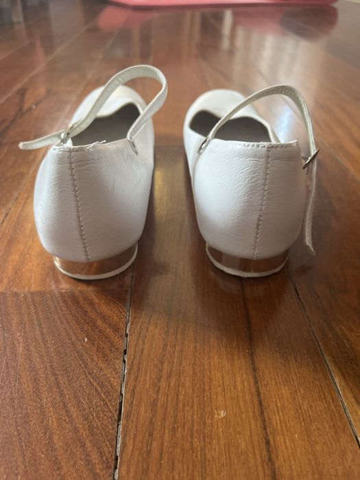 Buty baleriny białe komunijne, wizytowe dla dziewczynki 38