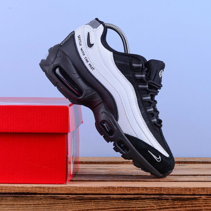 (2407) Кросівки Nike Air Max 95 білі з чорним (37-41) - найк найки В'єтнам
