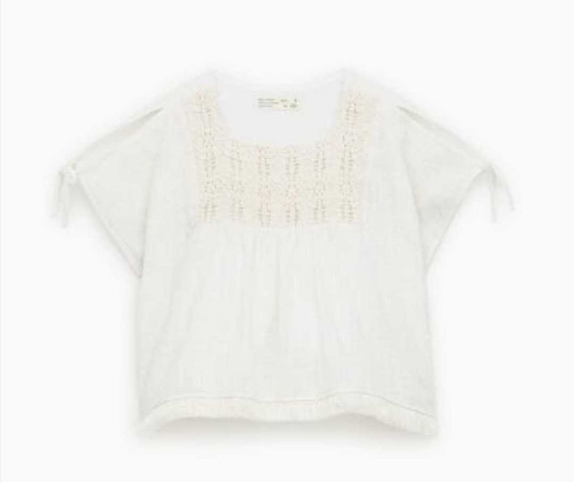 Zara bluzka boho z szydełkowaną wstawką r. 122