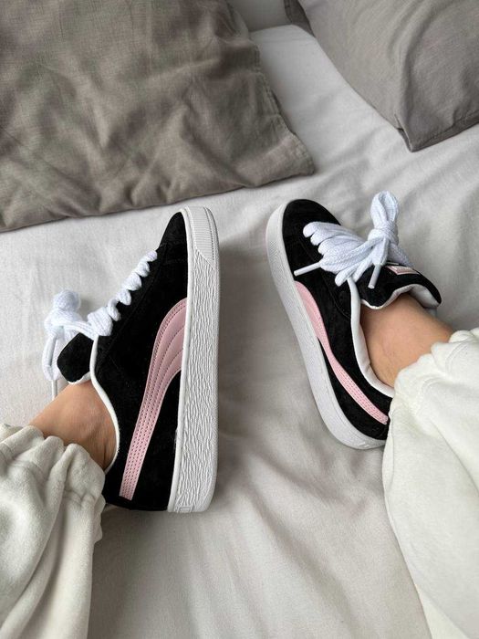 Женские кроссовки Puma Suede XL pink / Пума XL черные розовые 36 37 38 39 40