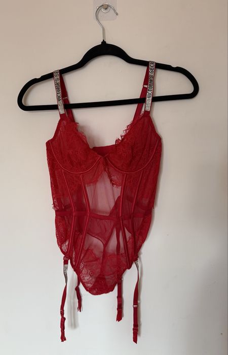 Red Demi Teddy With Shine Straps And Garters Body Victoria’s Secret