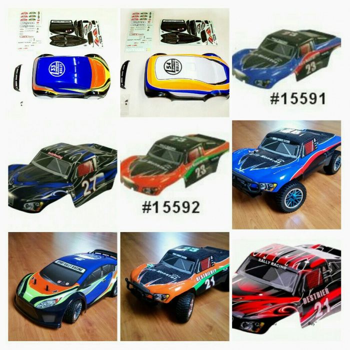 Carroçarias capas bodys RC modelismo vários modelos HSP Wltoys